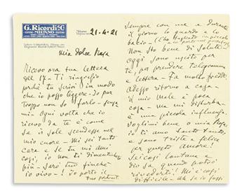 PUCCINI, GIACOMO. Autograph Letter Signed, twice, Giacomo, to Rose Ader (My sweet Rosa), in Italian and German,